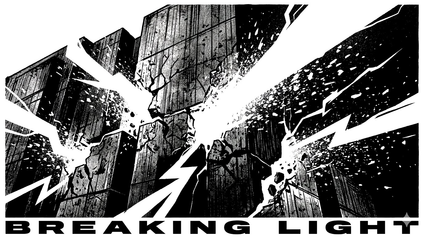 부서지는 벽 사이로 비치는 빛